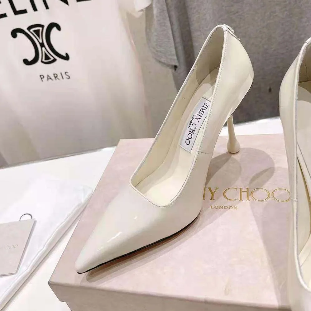 Jimmy Choo Ixia 95 Latte Patent Leather Pumps-IXIA95PAT for Women