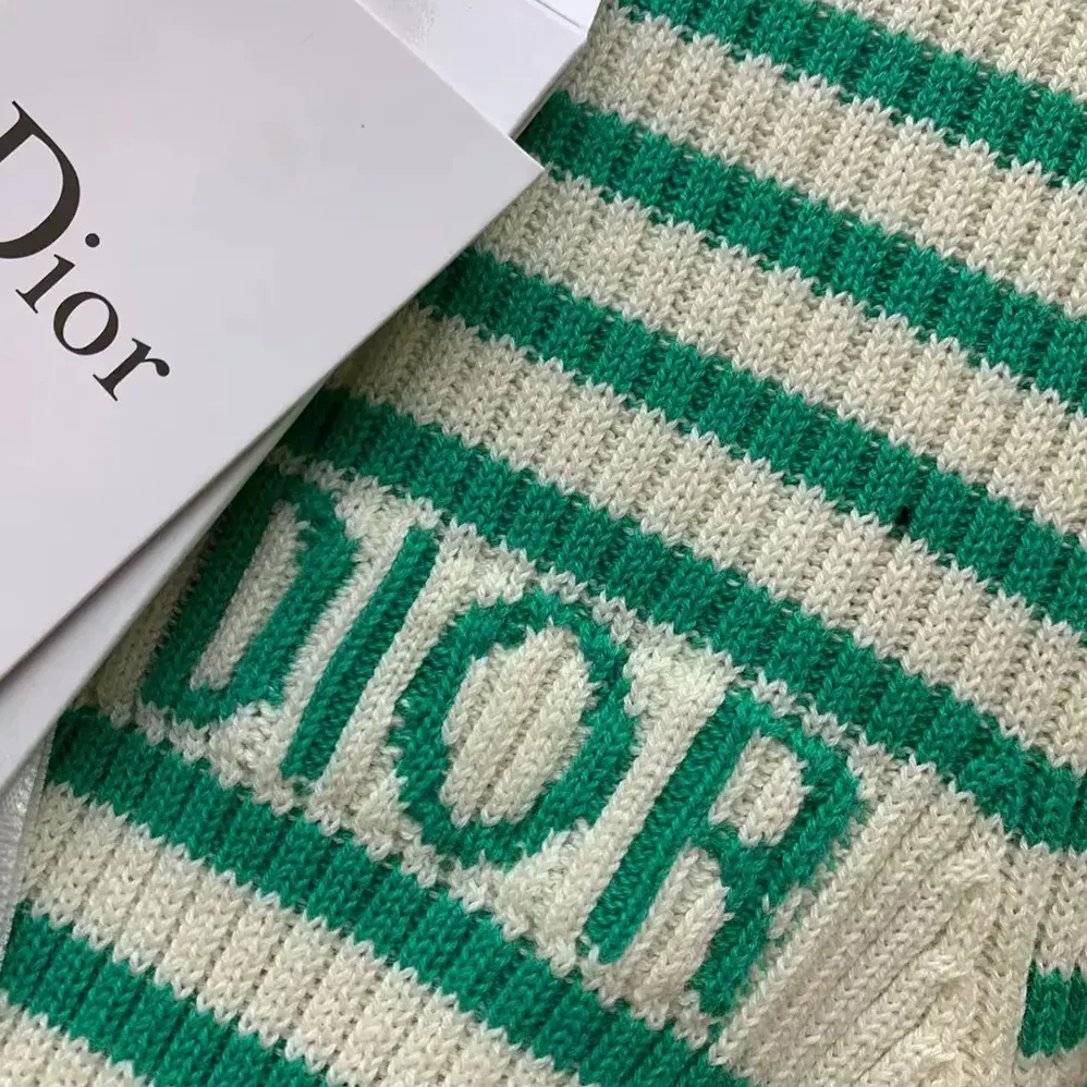 Dior Dioriviera Short-Sleeved Sweater White and Aquamarina Cotton Ribbed Knit for Women Dior Dioriviera Short-Sleeved Sweater White and Aquamarina Cotton Ribbed Knit for Women