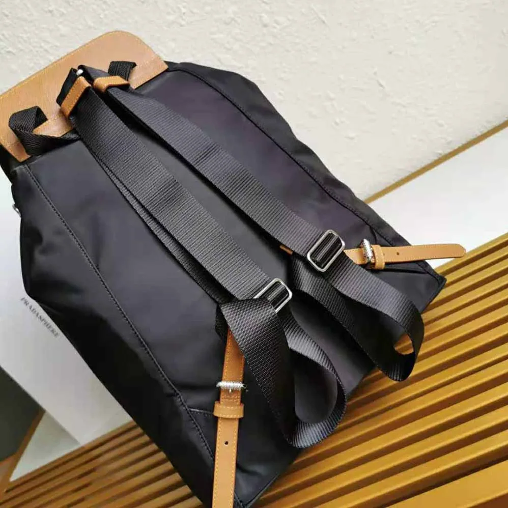 Prada Nylon and Saffiano Leather Backpack for Women in Brown