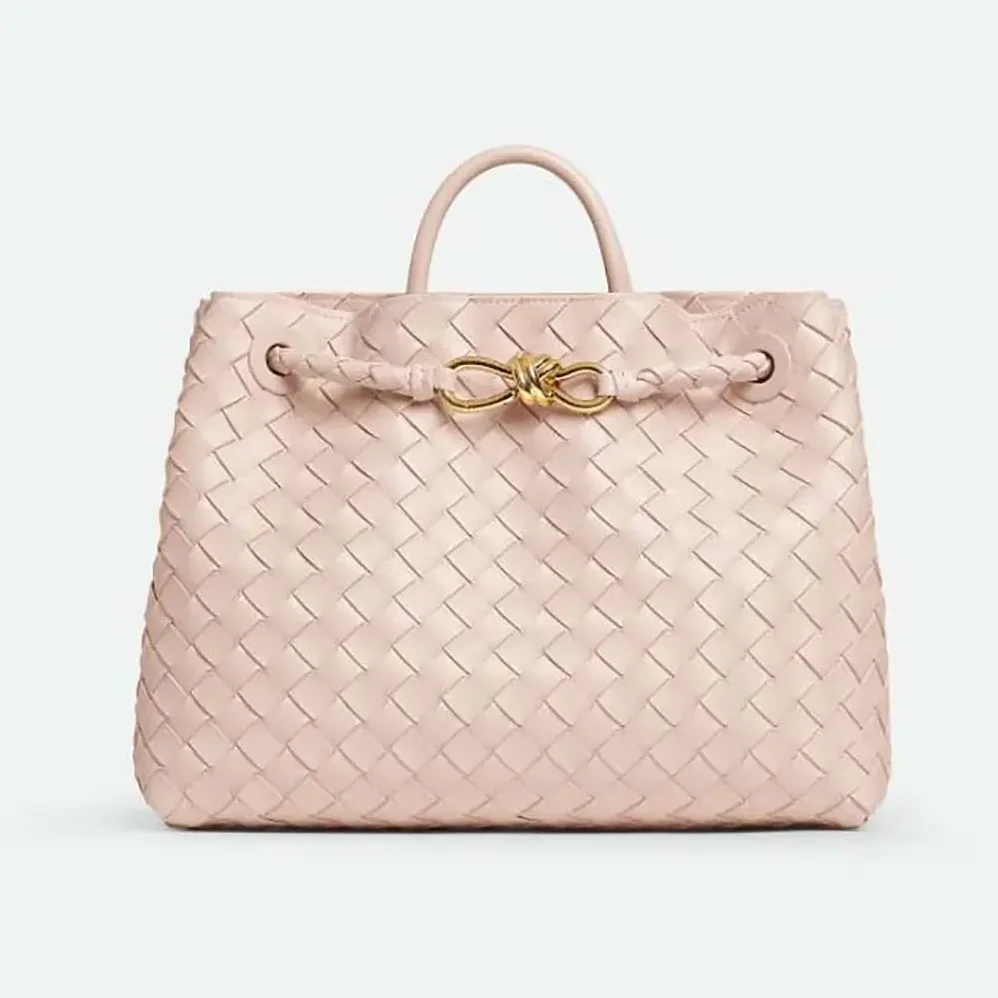 Bottega Veneta Medium Andiamo in Supple Intrecciato Leather for Women in Pink Bottega Veneta Medium Andiamo in Supple Intrecciato Leather for Women in Pink