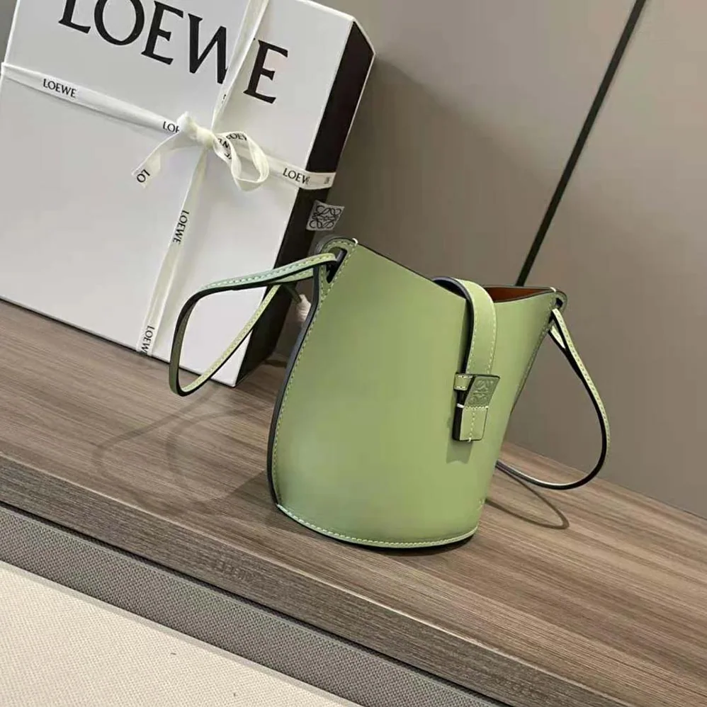Loewe Moulded Bucket Bag in Calfskin for Women in Lime Loewe Moulded Bucket Bag in Calfskin for Women in Lime