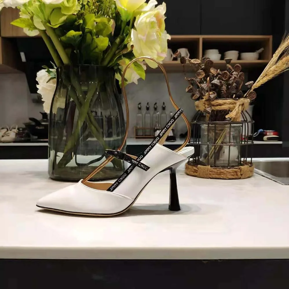 Jimmy Choo Ray 65 Latte Nappa Leather Pointed Pumps with Logo for Women in Woven Ribbon Jimmy Choo Ray 65 Latte Nappa Leather Pointed Pumps with Logo for Women in Woven Ribbon