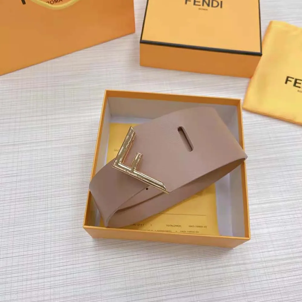 Fendi Beige Leather Belt for Women