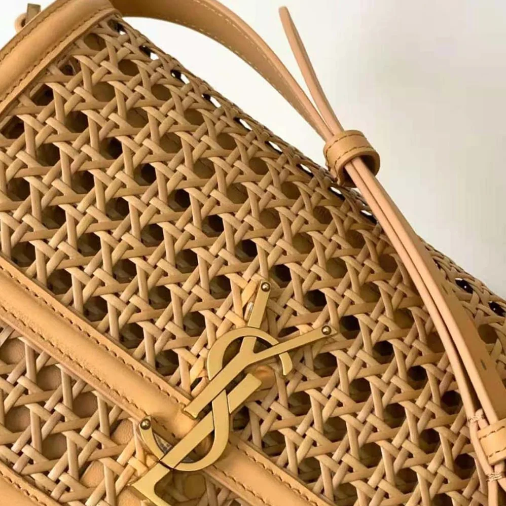 Saint Laurent YSL Solferino Medium in Canework Vegetable for Women in Tanned Leather Saint Laurent YSL Solferino Medium in Canework Vegetable for Women in Tanned Leather