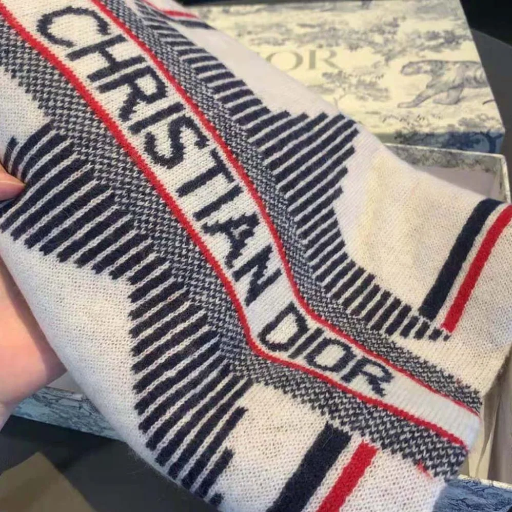 Dior Dioralps Scarf White Three for Women in Tone Wool and Cashmere