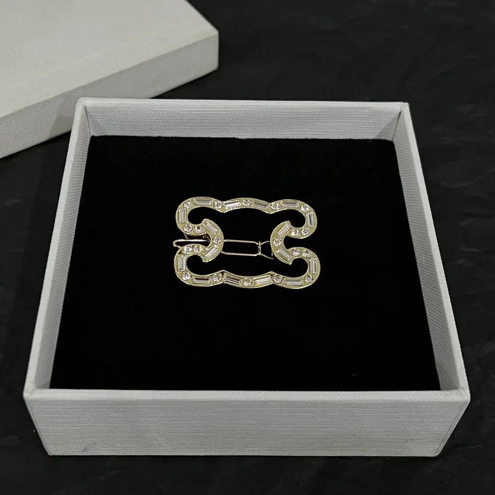 Celine Triomphe Frame Sparkle Brooch in Strass Brass with Gold Finish and Steel for Women Celine Triomphe Frame Sparkle Brooch in Strass Brass with Gold Finish and Steel for Women