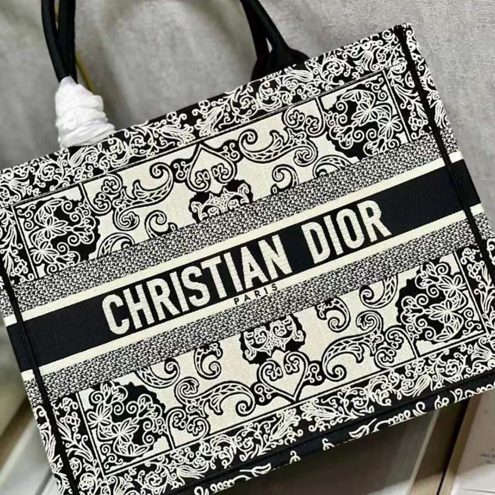 Dior Medium Dior Book Tote White and Black Dior Bandana Embroidery for Women