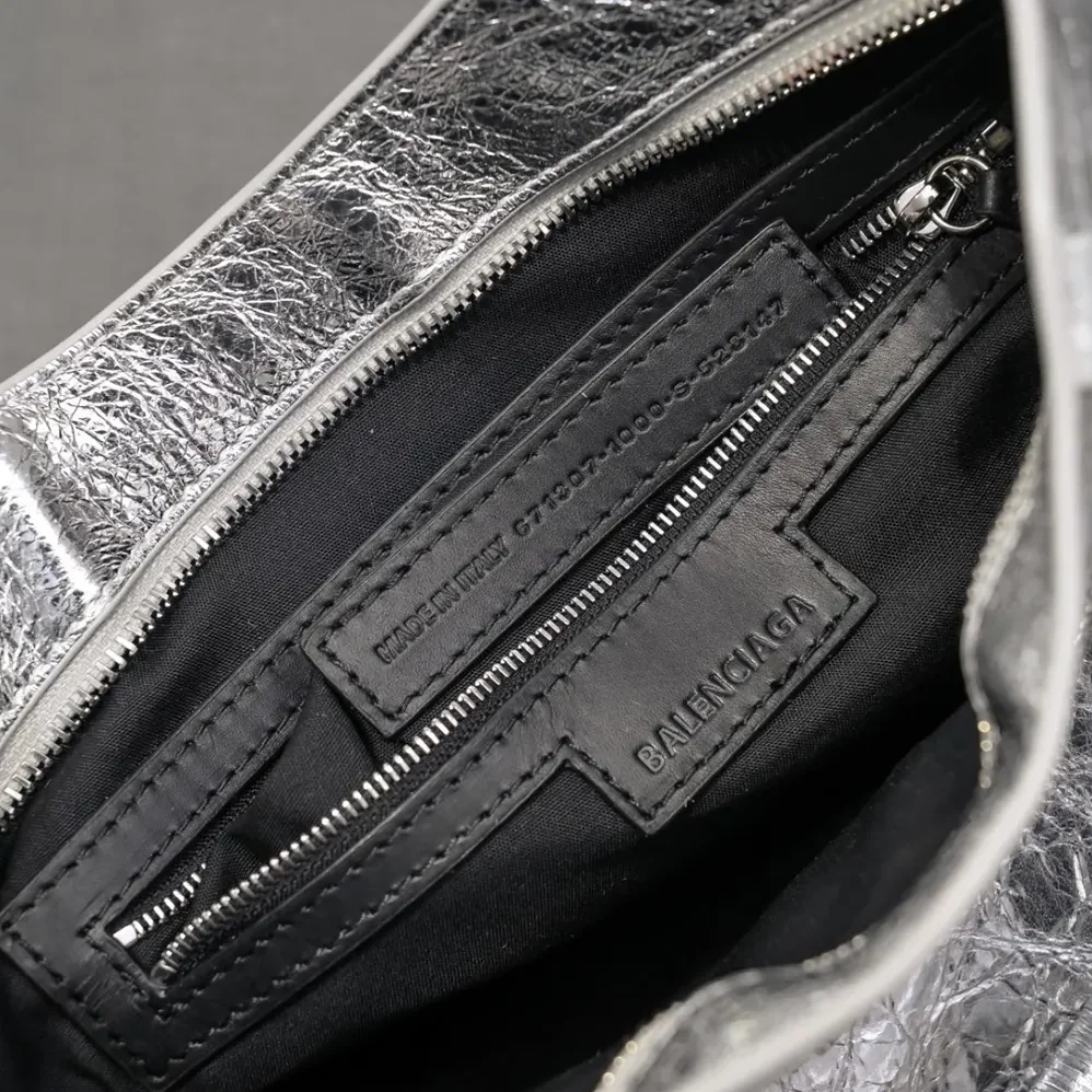 Balenciaga Le City Medium Bag Metallized in Silver for Women