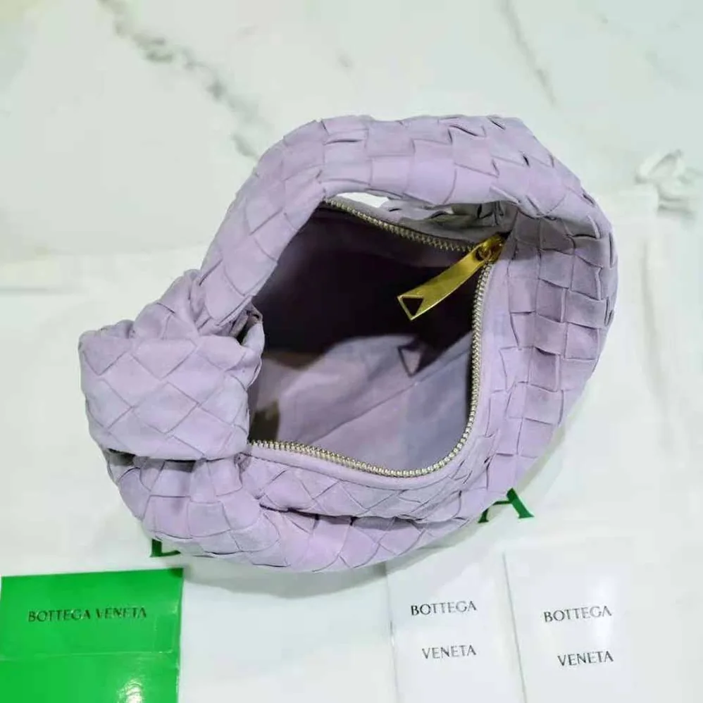 Bottega Veneta Mini Jodie Mini Intrecciato Suede Top Handle Bag for Women in Purple