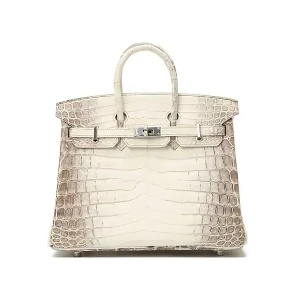 Hermes Birkin 30 Bag in Alligator Leather with Silver Hardware in White