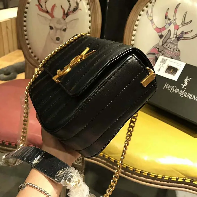 Saint Laurent YSL Shoulder Vicky Small Matelasse Lambskin for Women in Black Saint Laurent YSL Shoulder Vicky Small Matelasse Lambskin for Women in Black