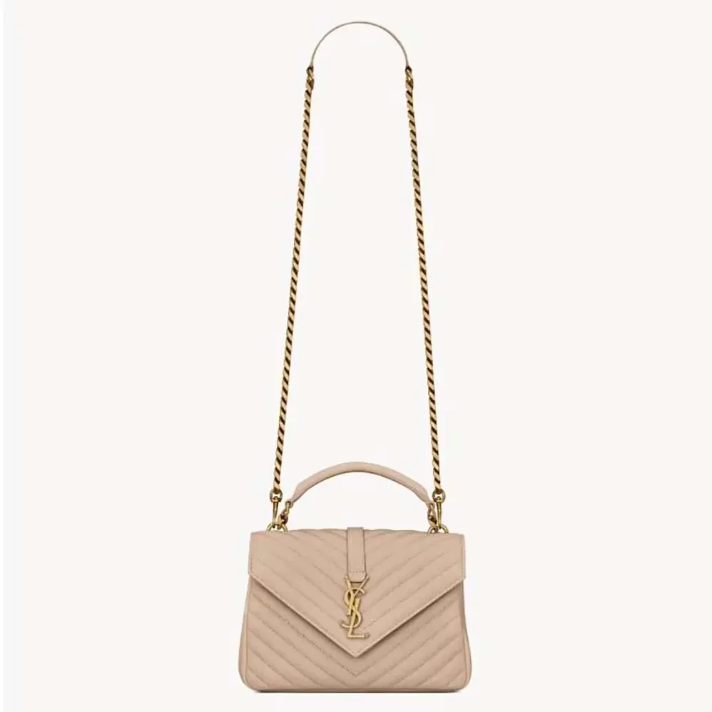Saint Laurent YSL College Medium in Quilted Leather for Women in Beige Saint Laurent YSL College Medium in Quilted Leather for Women in Beige