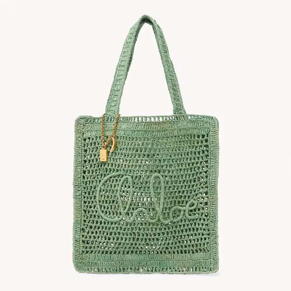 Chloe Summer Banana Tote Bag In Raffia for Women in Green Chloe Summer Banana Tote Bag In Raffia for Women in Green
