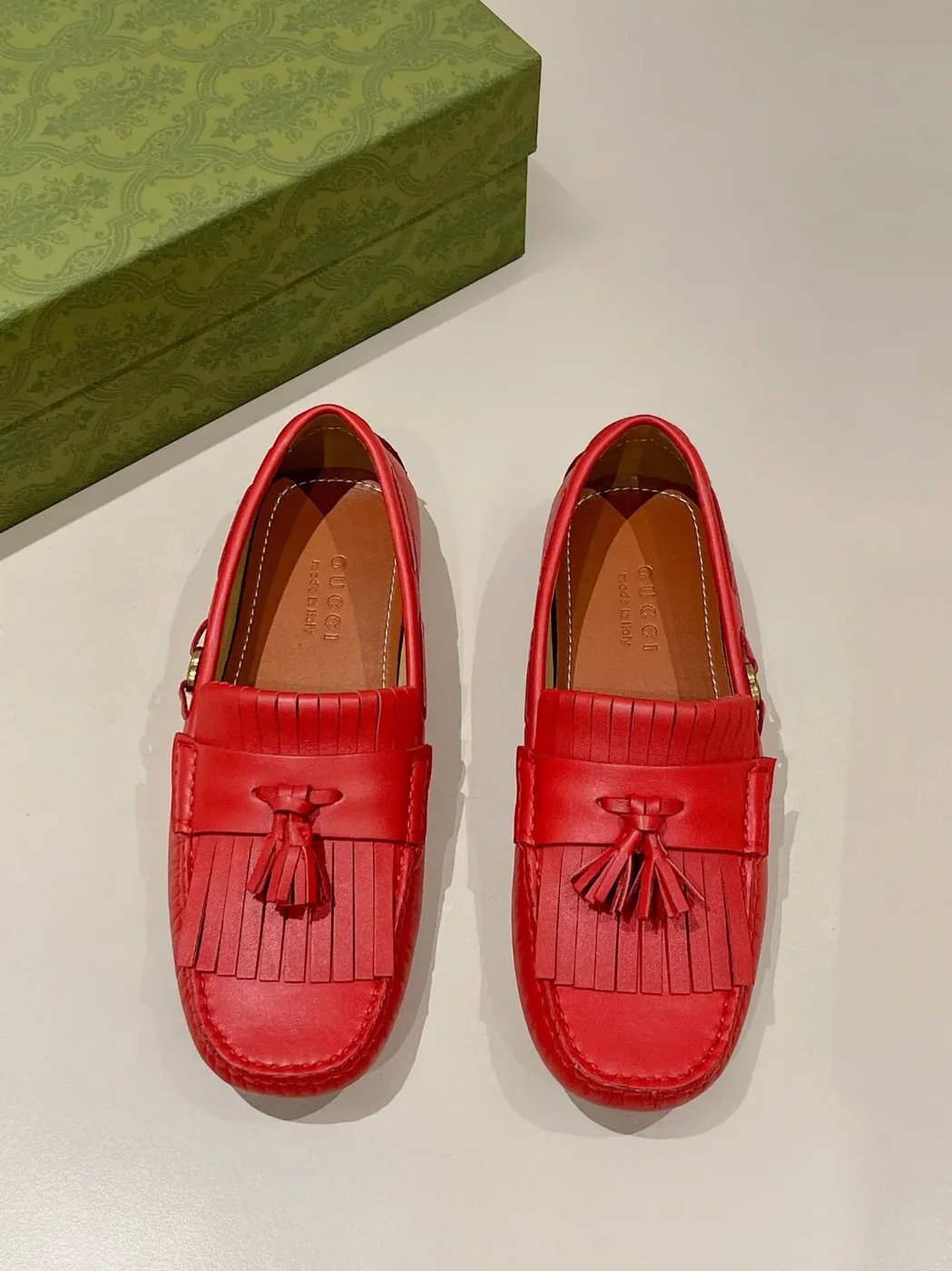 Gucci Loafer With Driver Interlocking G Red for Men