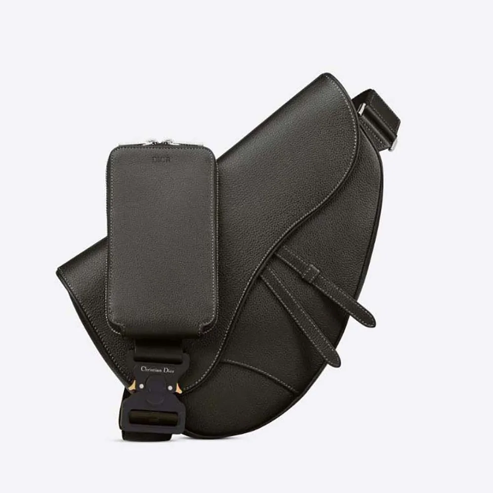 Dior Maxi Saddle Bag Black Grained Calfskin for Men Dior Maxi Saddle Bag Black Grained Calfskin for Men