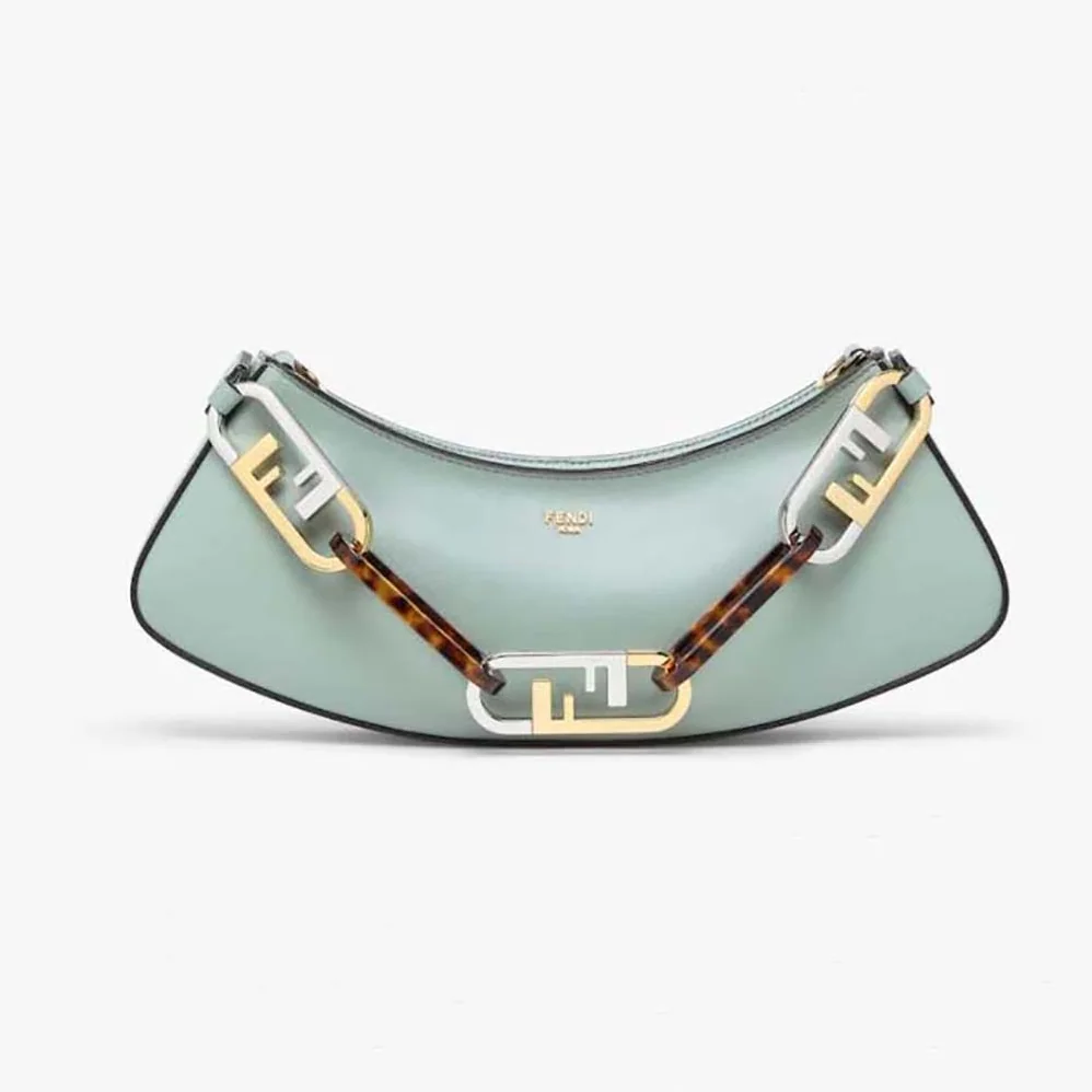 Fendi O'Lock Swing Mint Green Leather Pouch for Women