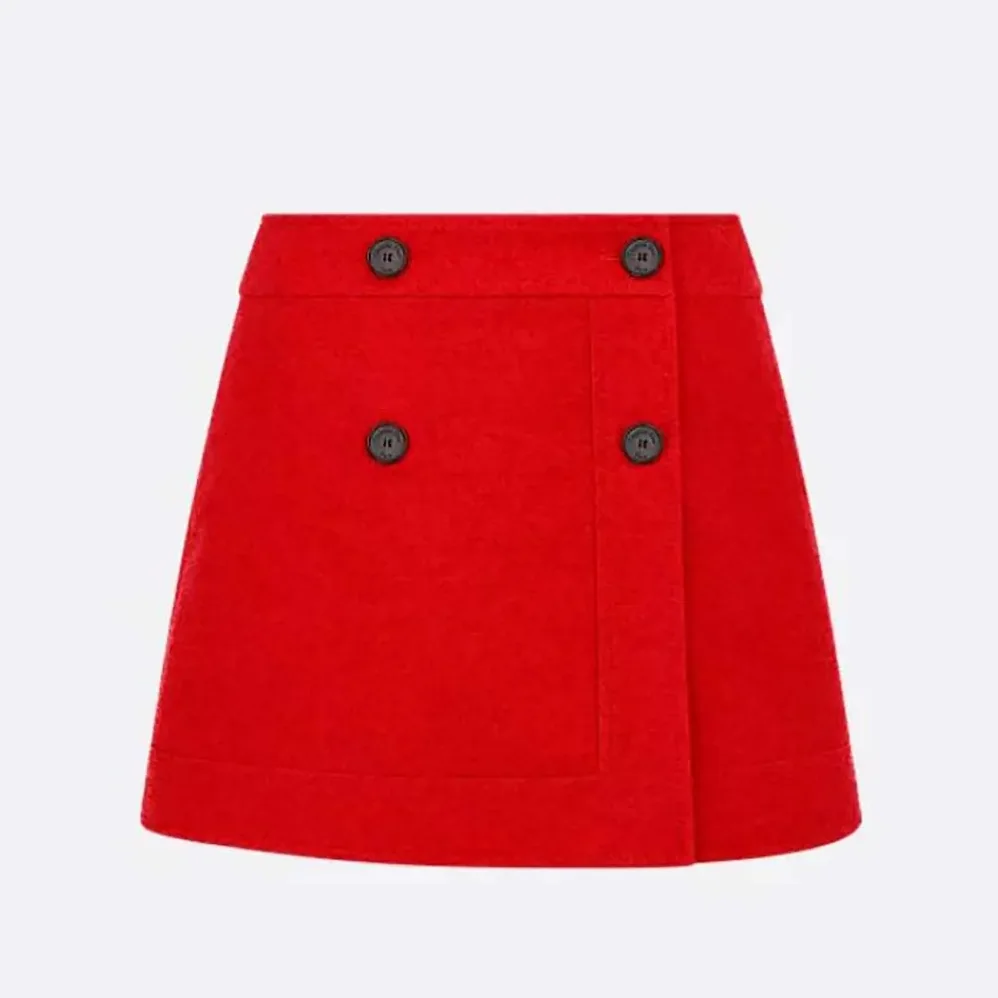 Dior Wrap Miniskirt Red Virgin Wool and Cotton Bouclé Blend for Women