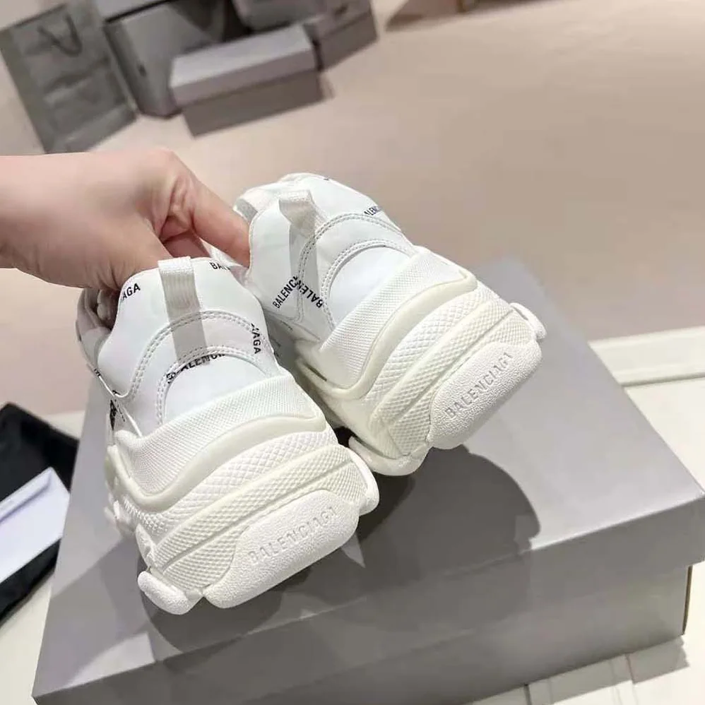 Balenciaga Triple S Sneaker Allover Logo in White and Black Technical Material for Unisex Balenciaga Triple S Sneaker Allover Logo in White and Black Technical Material for Unisex