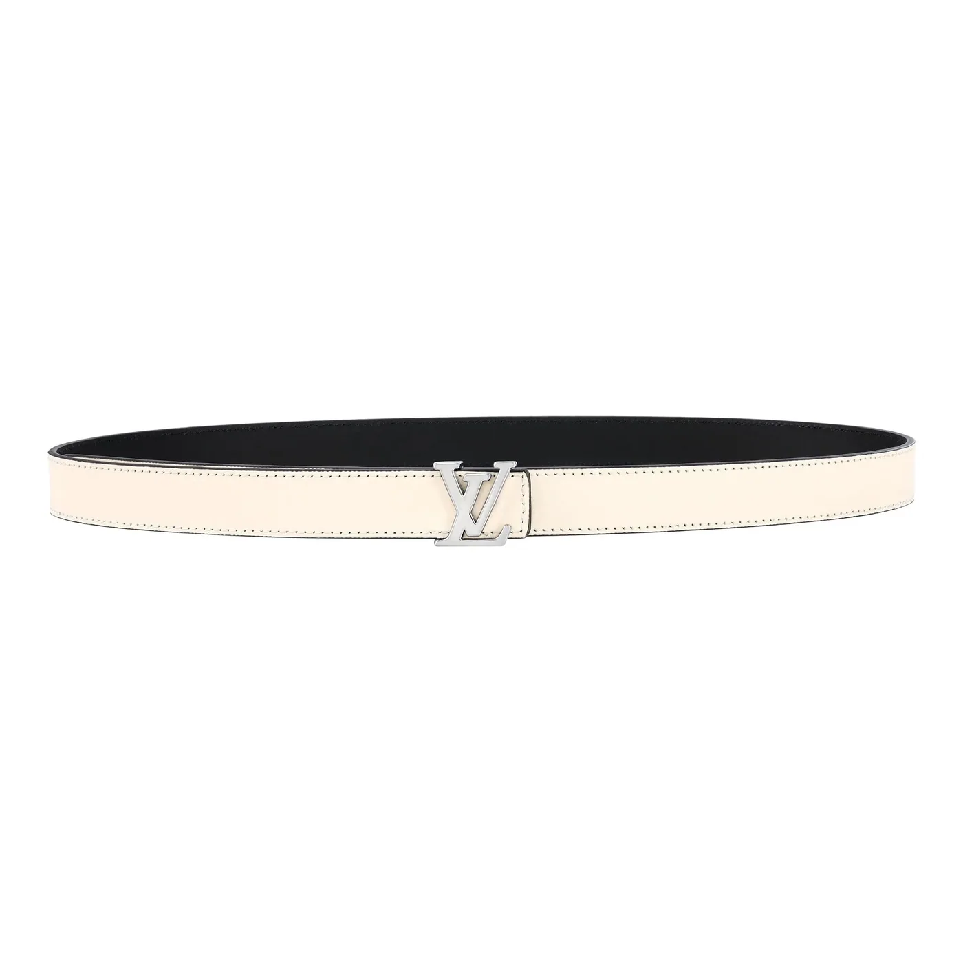 Reversible Beige in Black Leather Belt