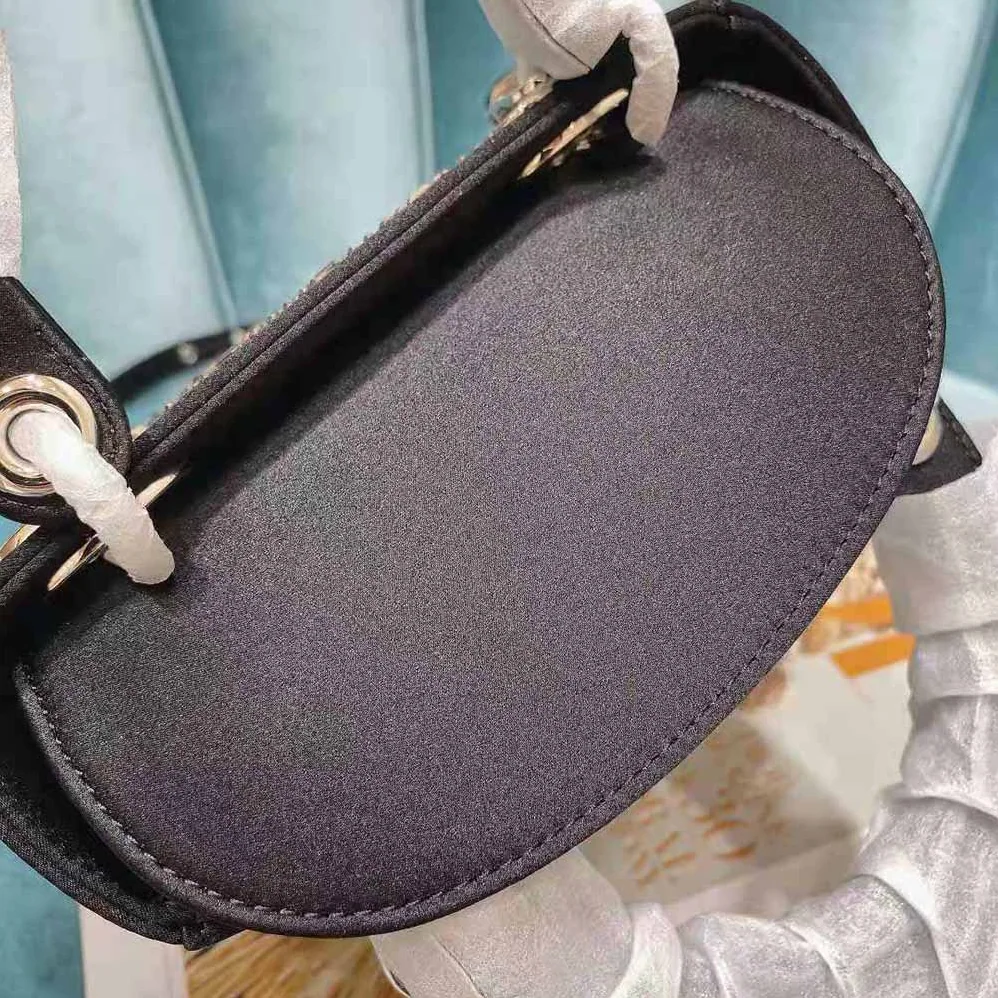 Dior Mini Lady Dior Bag Black Strass Cannage Satin for Women Dior Mini Lady Dior Bag Black Strass Cannage Satin for Women