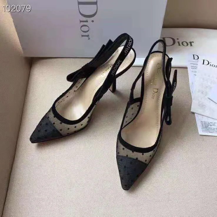 Dior J'adior Pump Dotted Swiss Tulle Rhinestones 10 cm Heel for Women in Black