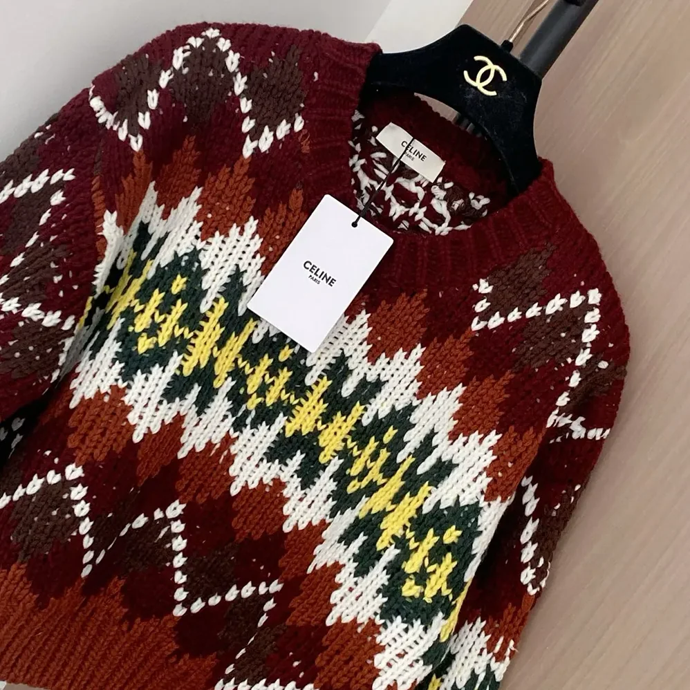 Celine Crewneck Sweater In Fair Isle Wool for Women