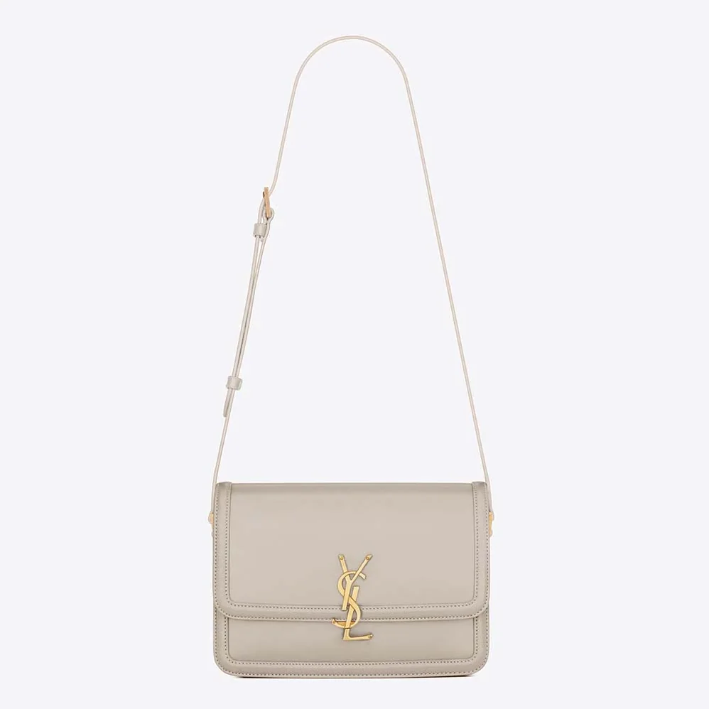 Saint Laurent YSL Solferino Medium Satchel in Box Saint Laurent Leather for Women in White