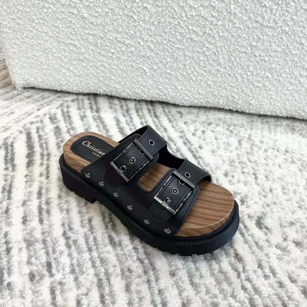 Dior Diorquake Strap Sandal Black Calfskin for Women