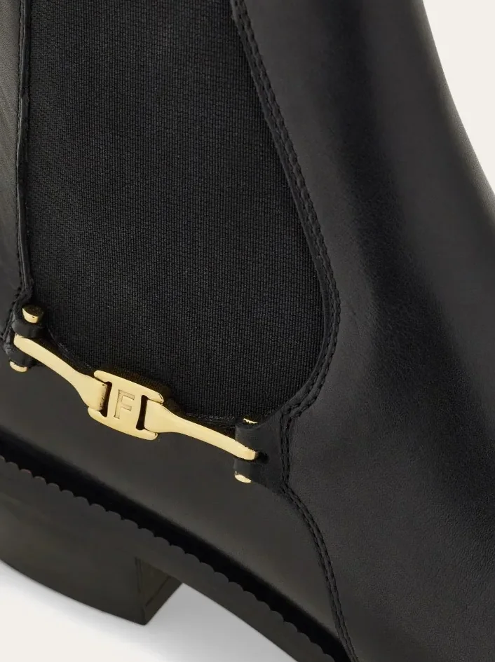 Ferragamo F Buckle Chelsea Boots Black 01K234