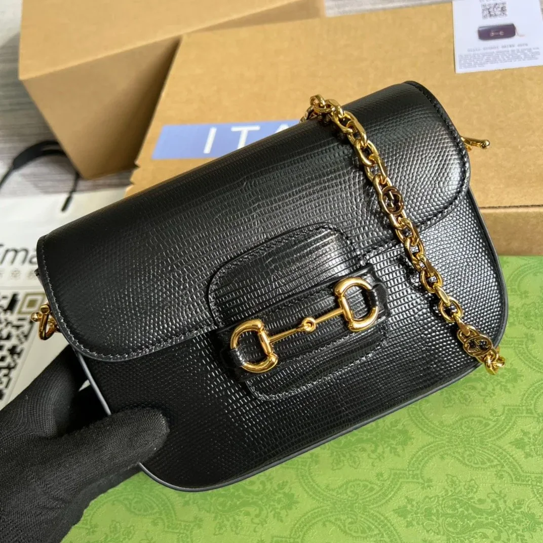 Gucci Horsebit 1955 Lizard Mini Bag Black Gucci Horsebit 1955 Lizard Mini Bag Black