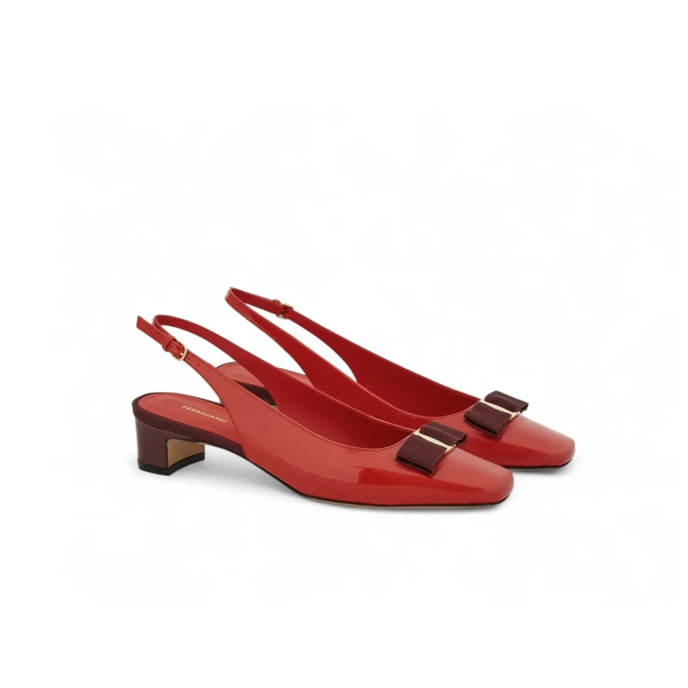 Ferragamo Iconic Bow Slingback Flame Red 01J701 Ferragamo Iconic Bow Slingback Flame Red 01J701