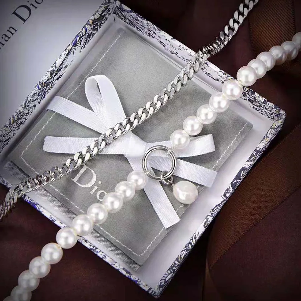 Dior 30 Montaigne Long Necklace Silver-Finish Metal and Silver for Women in Tone Crystals