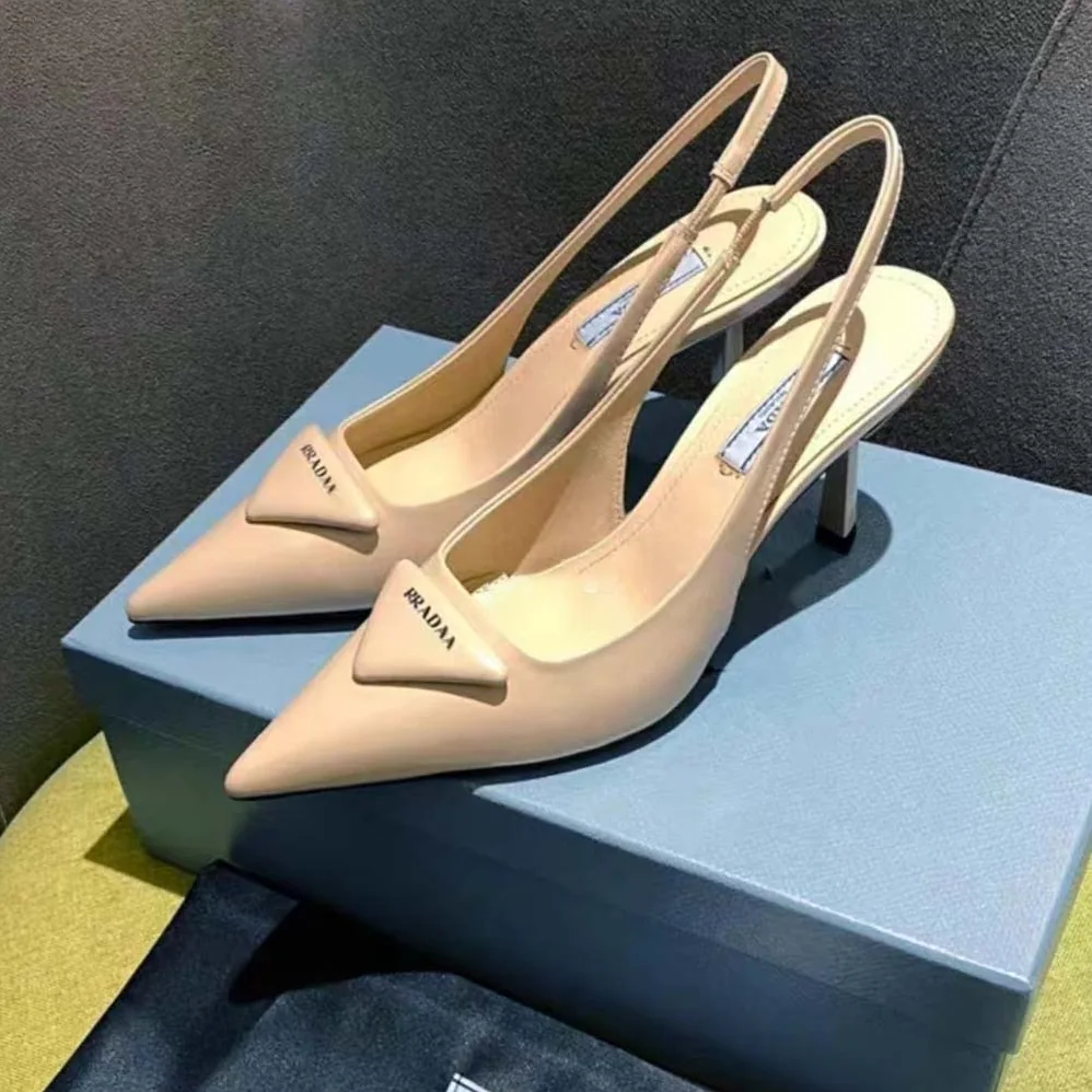 Prada Brushed Leather Sandals in 75 mm Heel Height for Women in Pink