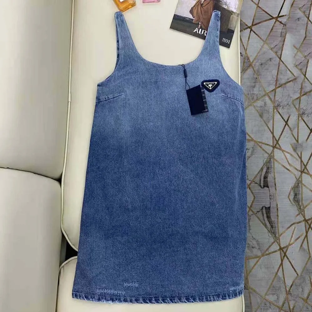 Prada Organic Denim Mini-Dress for Women in Navy