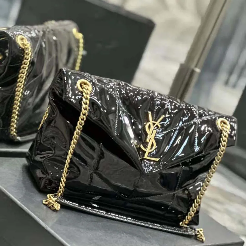 Saint Laurent YSL Puffer Small Chain Bag in Quilted Vinyle for Women in Black Saint Laurent YSL Puffer Small Chain Bag in Quilted Vinyle for Women in Black