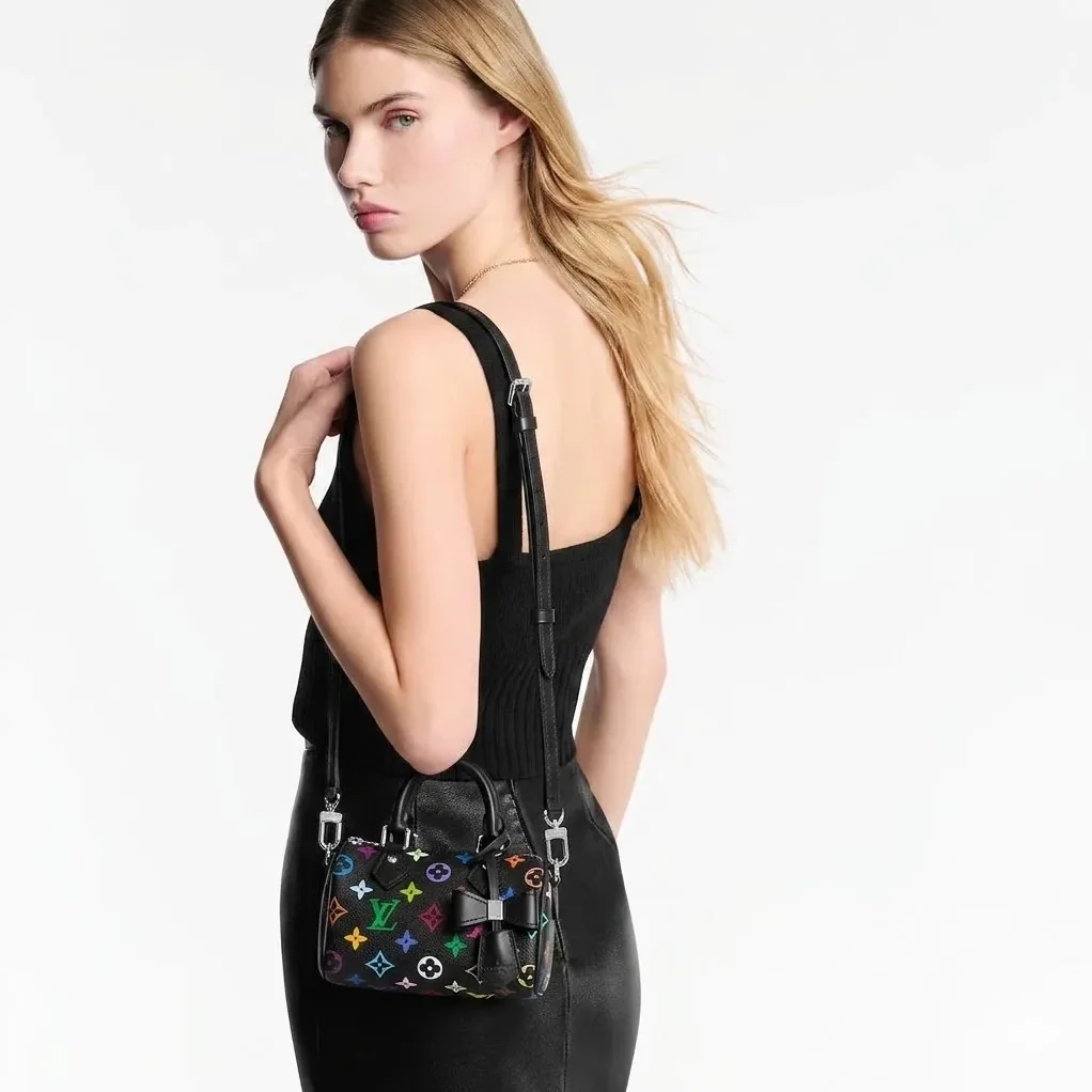 Louis Vuitton LV x TM Nano Speedy Top Handle Bag in Multicolore Noir Silver Hardware Louis Vuitton LV x TM Nano Speedy Top Handle Bag in Multicolore Noir Silver Hardware