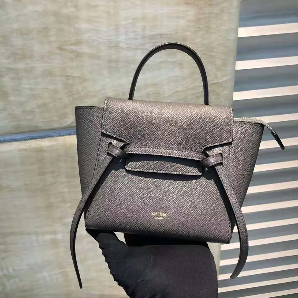 Celine Pico Belt Bag in Grained Calfskin for Women in Gray