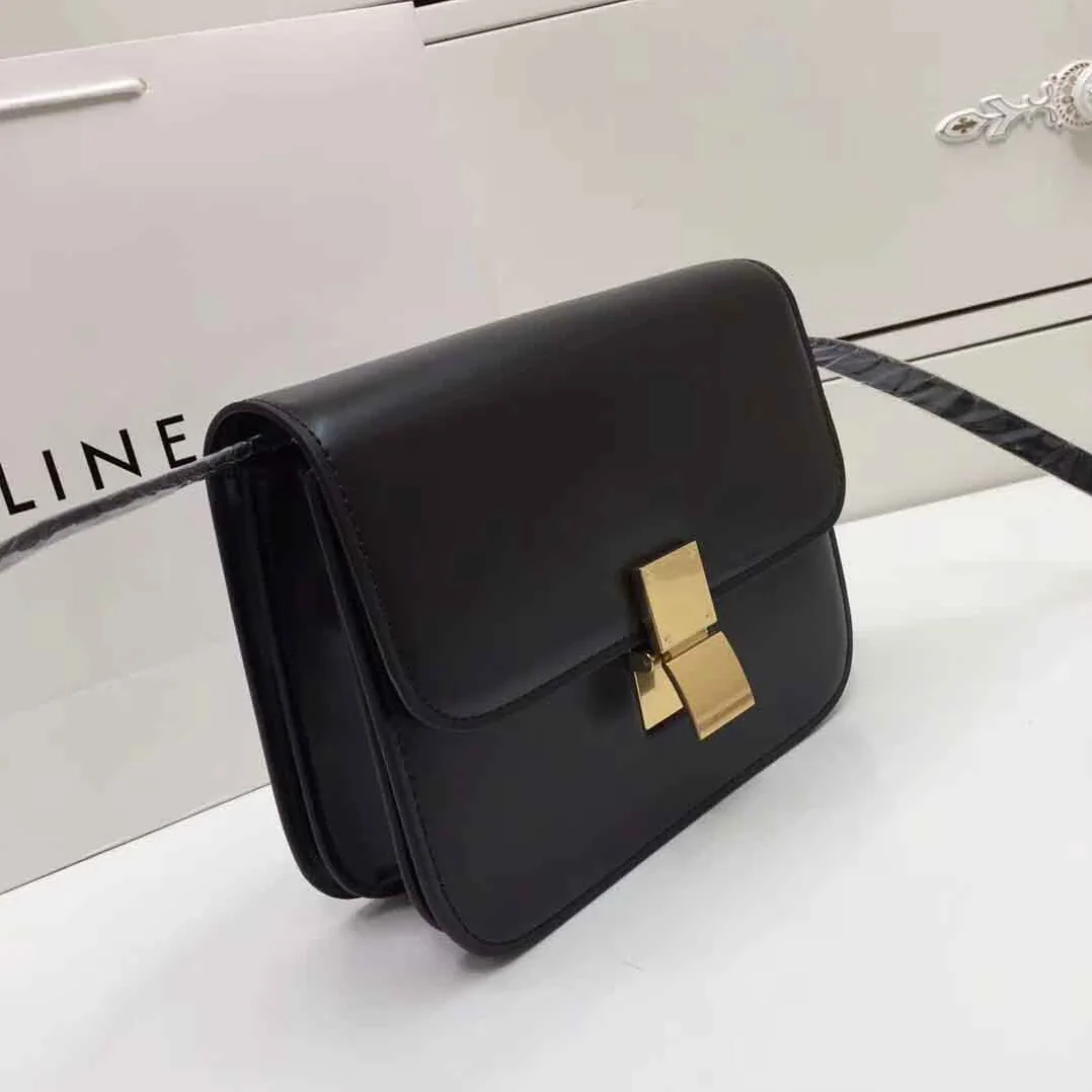 Celine Medium Classic Bag in Box Calfskin Leather in Black
