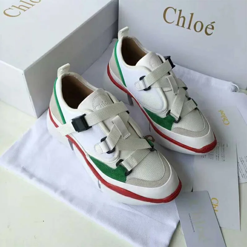 Chloe Sonnie Low-Top Sneaker in Suede Calfskin & Mix of Materials for Women in White Chloe Sonnie Low-Top Sneaker in Suede Calfskin & Mix of Materials for Women in White