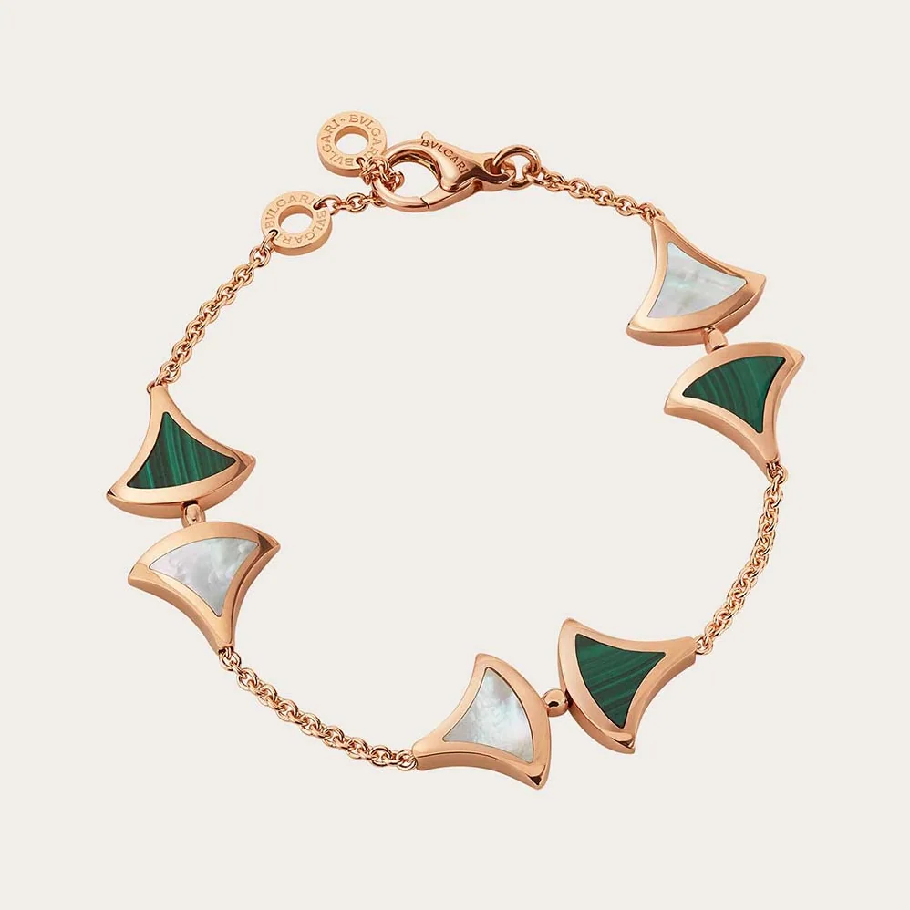 Bvlgari Divas' Dream Bracelet 18 KT Rose Gold Malachite for Women