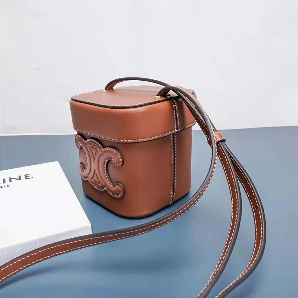 Celine Small Box Cuir Triomphe in Smooth Calfskin for Women in Brown