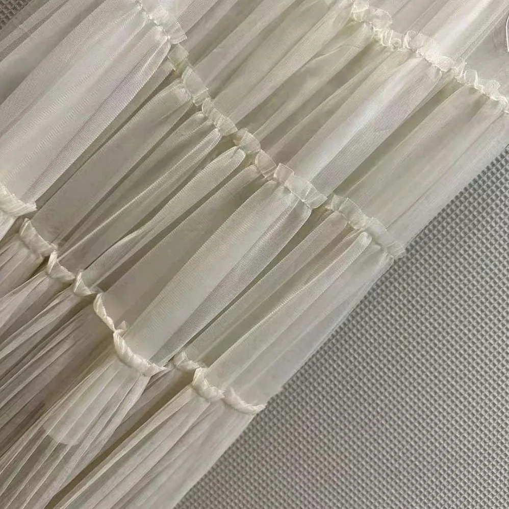 Prada Long Pleated Tulle Skirt for Women in White