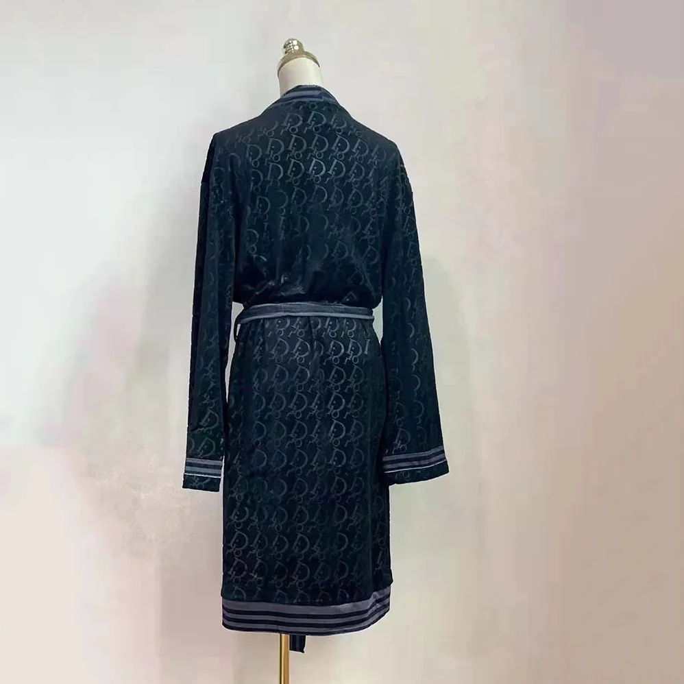 Dior Unisize Oblique Bathrobe In Terry Cotton Jacquard for Men in Black