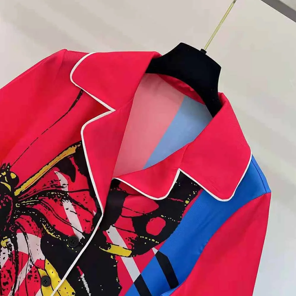 Dior Chez Moi Short-Sleeved Shirt Bright Pink and Fluorescent Blue D for Women in Jungle Pop Silk Twill