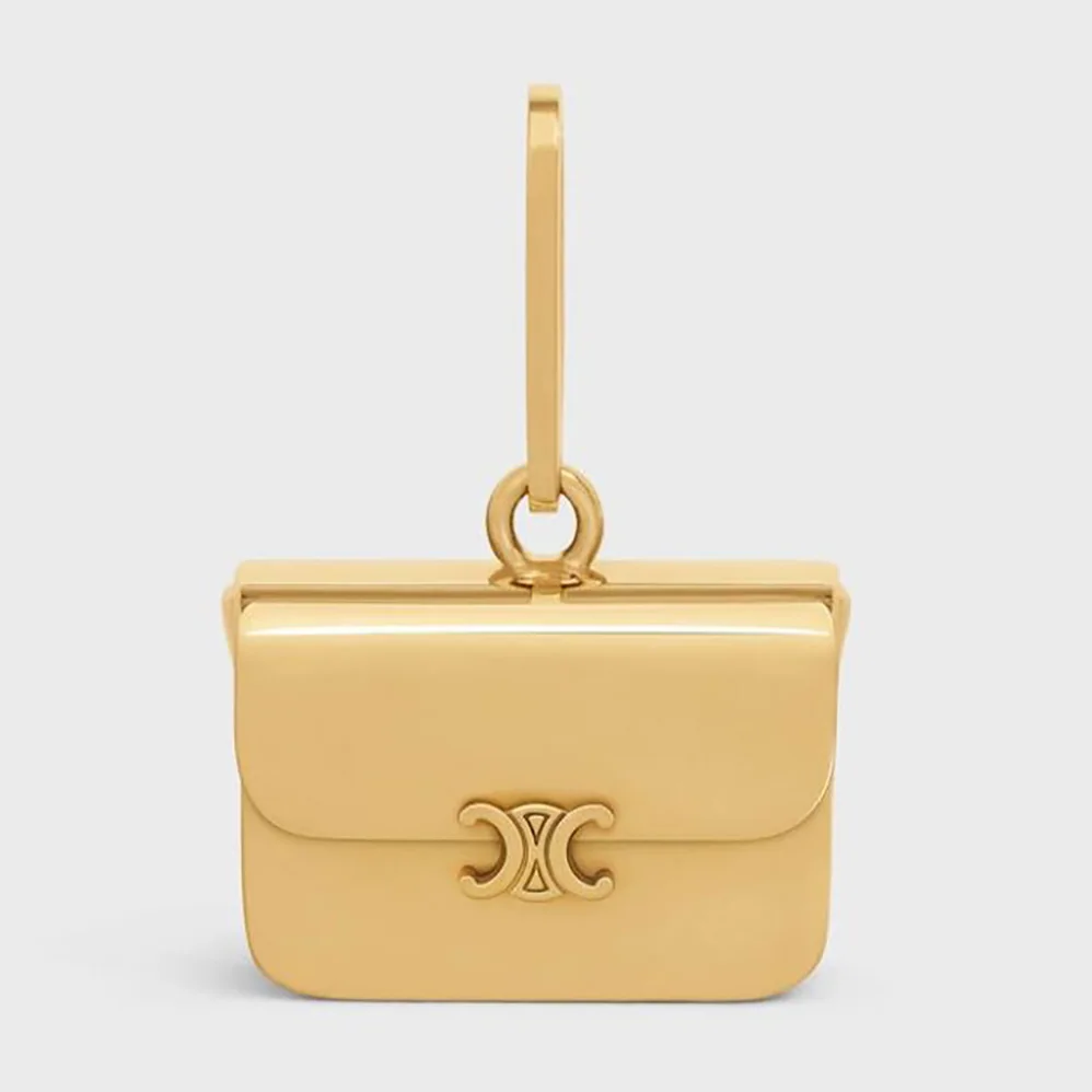 Celine Separables Triomphe Bag Pendant in Brass with Gold Finish for Women