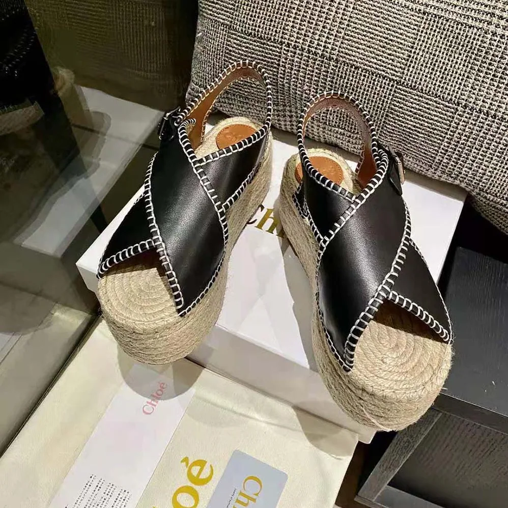 Chloe Lucinda Platform Espadrille in 6cm Heel Height for Women in Black Chloe Lucinda Platform Espadrille in 6cm Heel Height for Women in Black