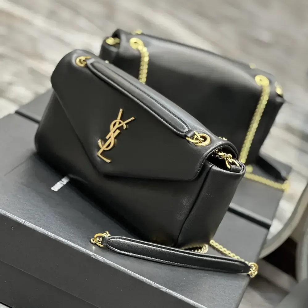 Saint Laurent YSL Calypso in Plunged Lambskin for Women in Black Saint Laurent YSL Calypso in Plunged Lambskin for Women in Black