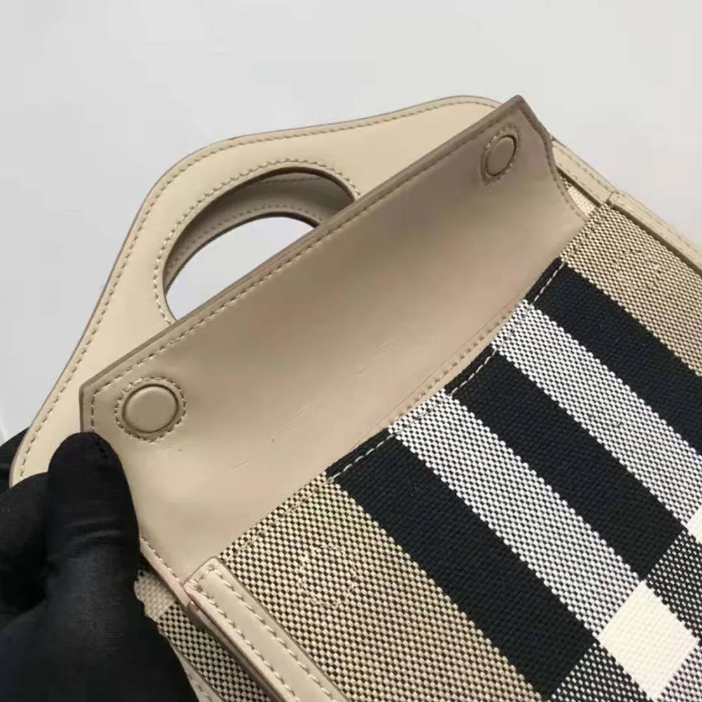 Burberry Mini Check Canvas and Leather Pocket Bag for Women Burberry Mini Check Canvas and Leather Pocket Bag for Women