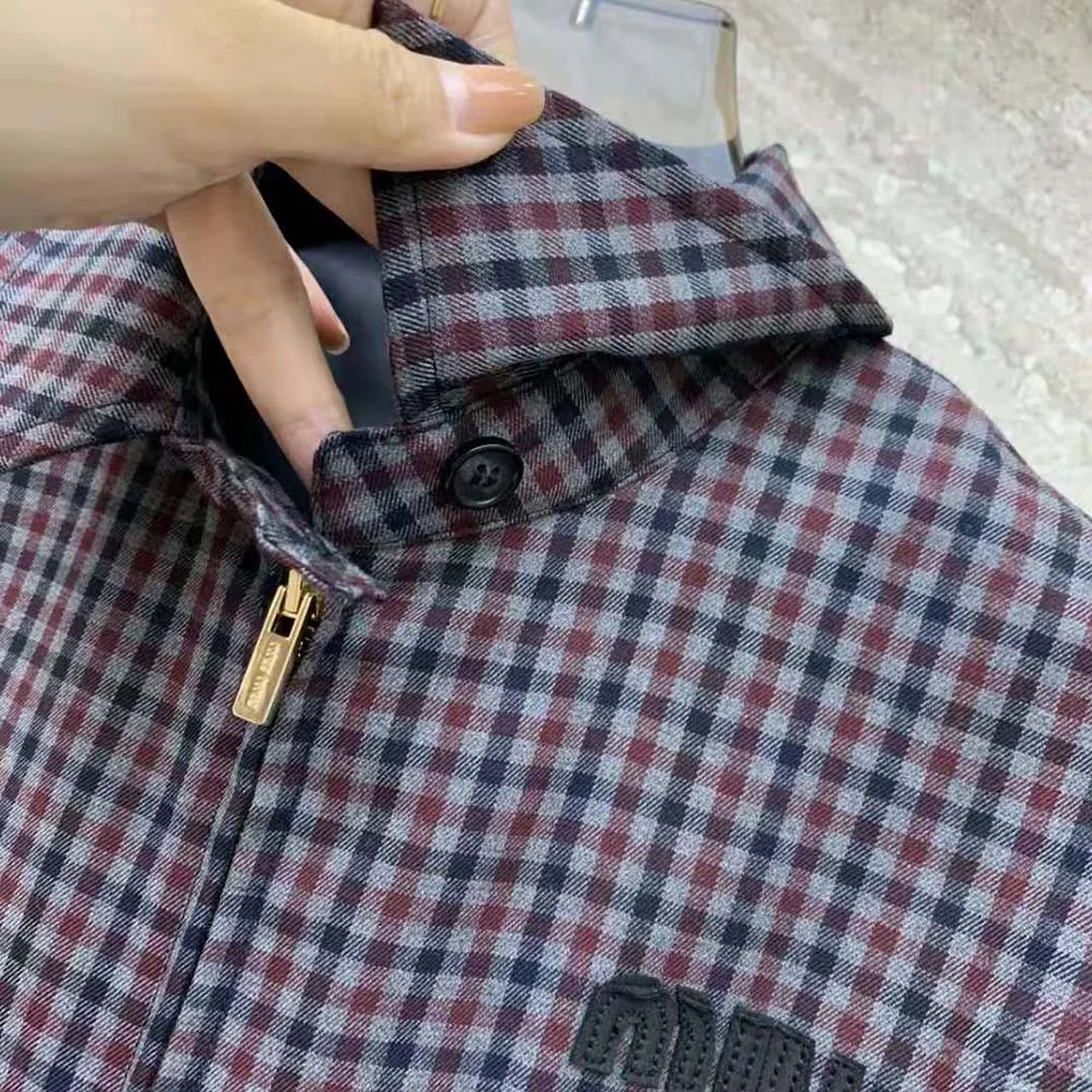Miu Miu Gingham Check Blouson Jacket for Women