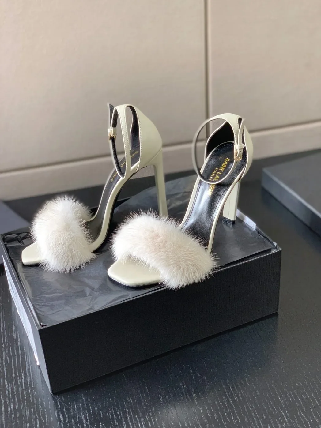 Saint Laurent Bea Ankle Strap Sandals White Saint Laurent Bea Ankle Strap Sandals White